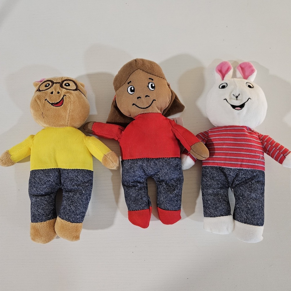 Arthur, Francine, and D.W. Plush Stuffed Toy Set (3-Piece Collection)
